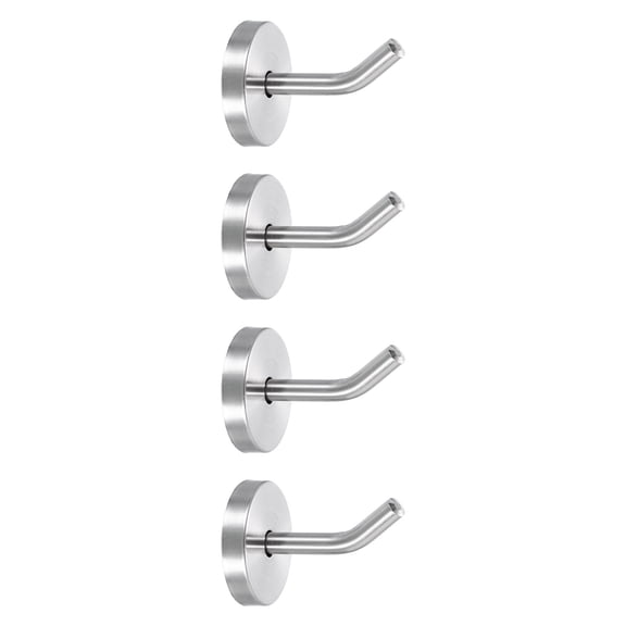 Uxcell 4 Pack 2 Inch Coat Hooks, Stainless Steel Long Nose Wall Mount Hook, Robe Towel Hangers with Screws for Livingroom Bathroom Closets and Wardrobe, Silver Tone