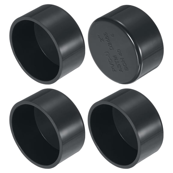 Uxcell 4-Pack 2 Inch PVC Pipe End Cap Fitting, SCH40 Pipe Plug Adapter for Plumbing/DIY/Garden, Socket Cap Connector [Gray]