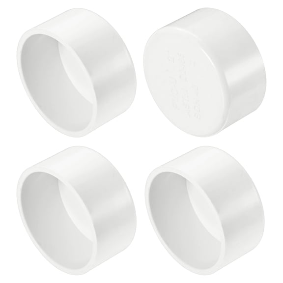 Uxcell 4-Pack 2 Inch PVC Pipe End Cap Fitting, SCH40 Pipe Plug Adapter for Plumbing/DIY/Garden, Socket Cap Connector [White]