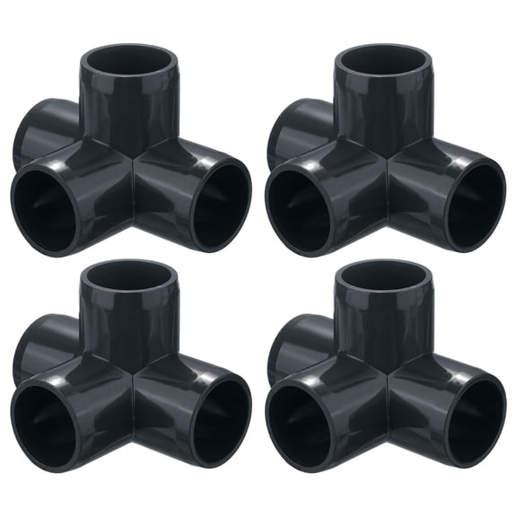 Uxcell 4-Pack 3/4 Inch 4 Way PVC Fitting Elbow, Sch40 4 Way Elbow Connector for Building FurnitureGreenhouse/Shed [Dark Gray]