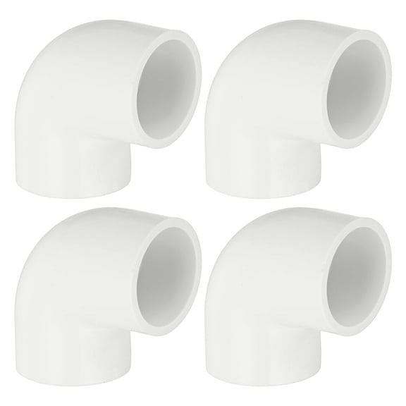 Uxcell 4-Pack 3/4 Inch PVC 90 Degree Elbow Pipe Fittings, SCH40 2 Way Right Angle PVC Pipe Fitting for DIY [Socket x Socket, White]