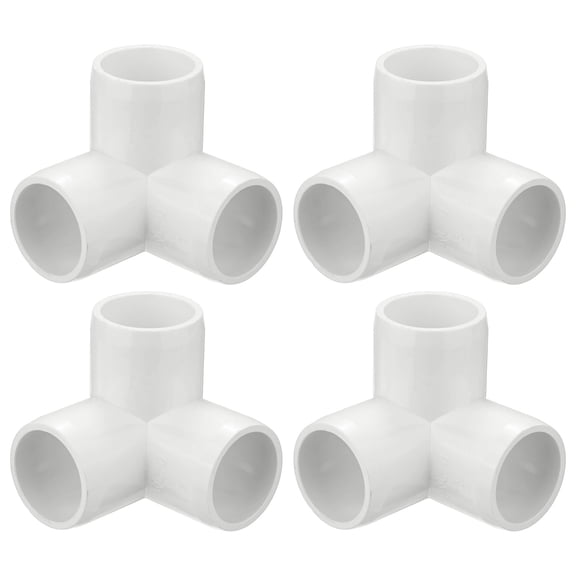 Uxcell 4-Pack 3/4 Inch PVC Fitting 3 Way Elbow Connector, Sch40 3 Way PVC Fittings for Building FurnitureGreenhouse/Shed [White]