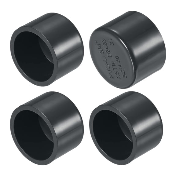 Uxcell 4-Pack 3/4 Inch PVC Pipe End Cap Fitting, SCH40 Pipe Plug Adapter for Plumbing/DIY/Garden, Socket Cap Connector [Gray]