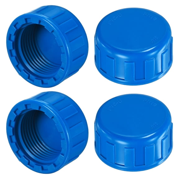 Uxcell 4-Pack 3/4 Inch UPVC Sprinkler Cap, Female Thread Sprinkler Head Caps for Yard/Garden/Watering Irrigation Systems, Inner Teeth End Pipe Plugs [Blue]
