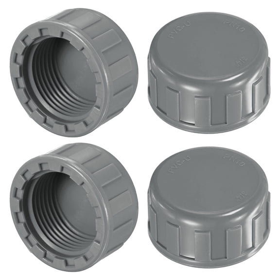 Uxcell 4-Pack 3/4 Inch UPVC Sprinkler Cap, Female Thread Sprinkler Head Caps for Yard/Garden/Watering Irrigation Systems, Inner Teeth End Pipe Plugs [Gray]