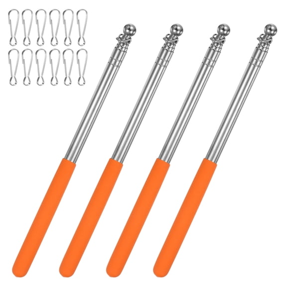 Uxcell 4-Pack 3.94Ft/1.2M Telescopic Flag Pole with Clips Orange