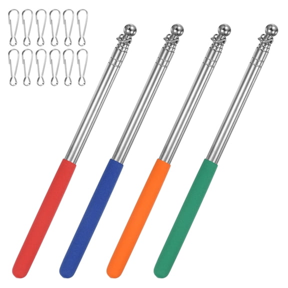 Uxcell 4-Pack 3.94Ft/1.2M Telescopic Flag Pole with Clips Red/Blue/Orange/Green