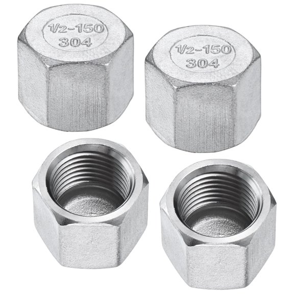 Uxcell 4-Pack 304 Stainless Steel Square Head Plug, 1/2 Inch NPT Male Outer Square Head Socket Pipe Plug Fitting for Gas [Silver]