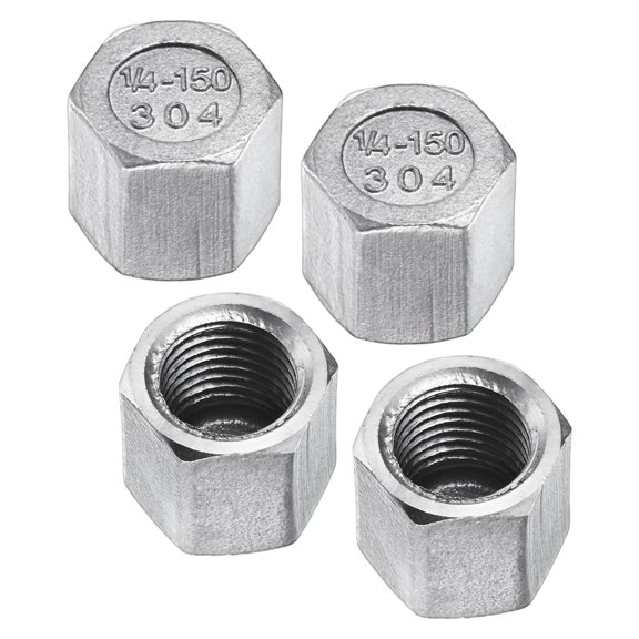 Uxcell 4-Pack 304 Stainless Steel Square Head Plug, 1/4 Inch NPT Male Outer Square Head Socket Pipe Plug Fitting for Gas [Silver]