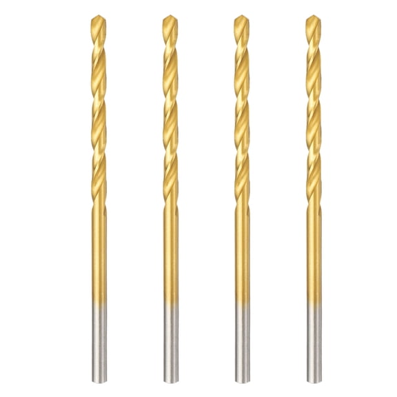 Uxcell 4 Pack #34 Drill Bit M35 HSS 135 Round Shank Carbide Drill Bits Titanium Coated Professional Industrial Drilling Tool for Stainless Steel Cast Iron Hard Metal