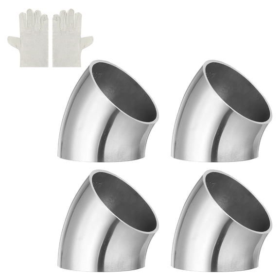 Uxcell 4 Pack 45 Degree Exhaust Elbow Pipe Kit 0.05" Thickness 2" OD