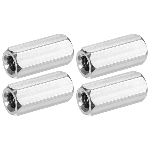 Uxcell 4-Pack 5/16"-18 UNC Hex Coupling Nuts, 1.18" Length 304 Stainless Steel Fully Threaded[Silver Tone]