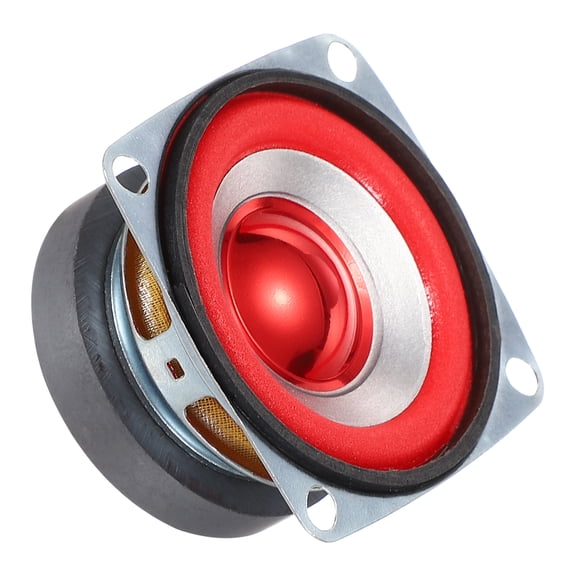Uxcell 4 Pack 5W 4 Ohm Small Speakers Metal Shell Square Micro External Magnet Speaker for Mini Speakers DVD EVD Multimedia Mobile Portable Advertising Machine,45mm Red