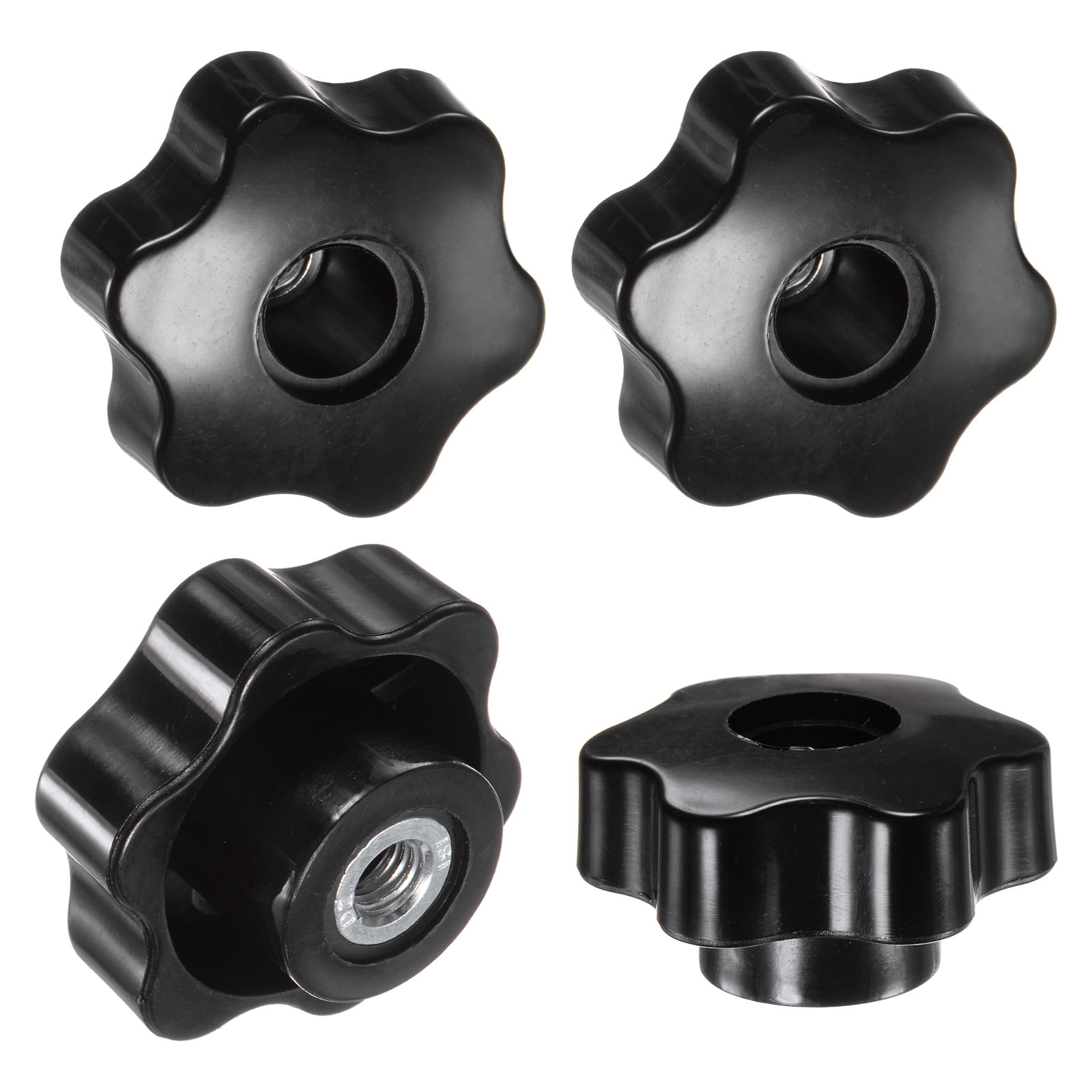 Uxcell 4-Pack 6 Star Knobs, M8 Female Thread 48mm Hexagon Head Through ...