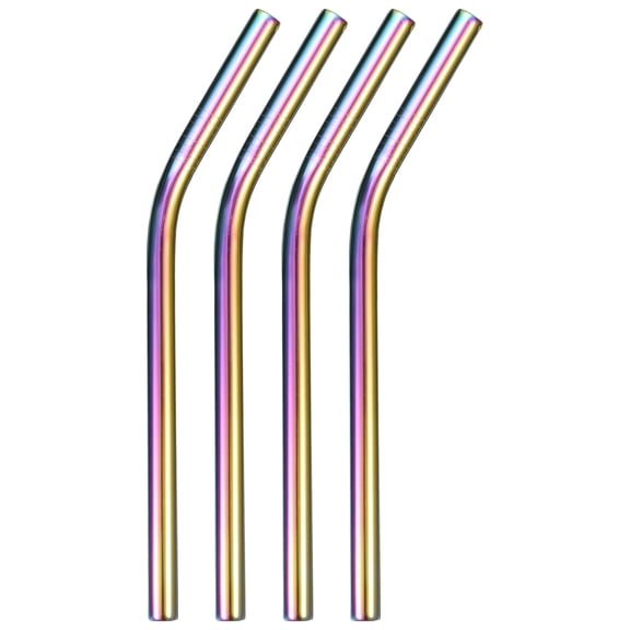 Uxcell 4 Pack 8.46" Long Stainless Steel Straws-Bent Frozen Drink Straws for Travel Mugs, Cocktails (Rainbow)