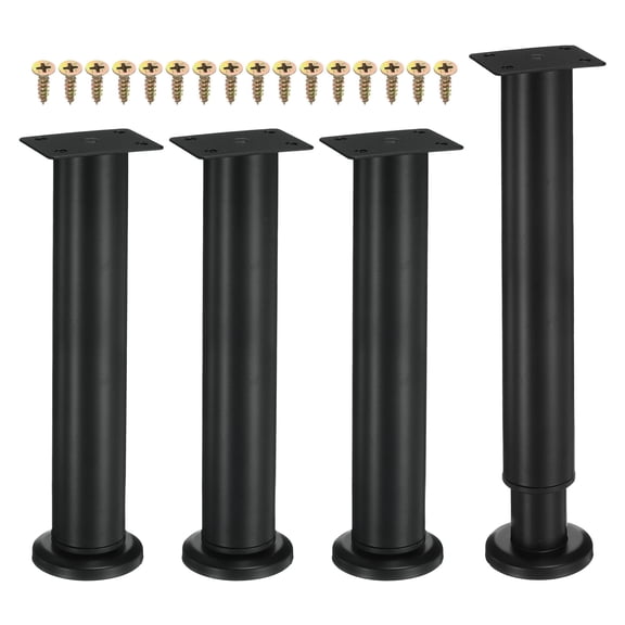 Uxcell 4 Pack 9.85-16.55 Inch Adjustable Height Table Legs, Furniture Feet, Black