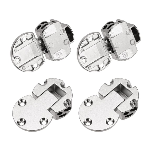 Uxcell 4 Pack 90 Degree Hidden Flap Hinges, 1.93" x 1.14", Zinc Alloy Cabinet Door Concealed Hinge for Cabinet Door Folding Computer Desk, Silver