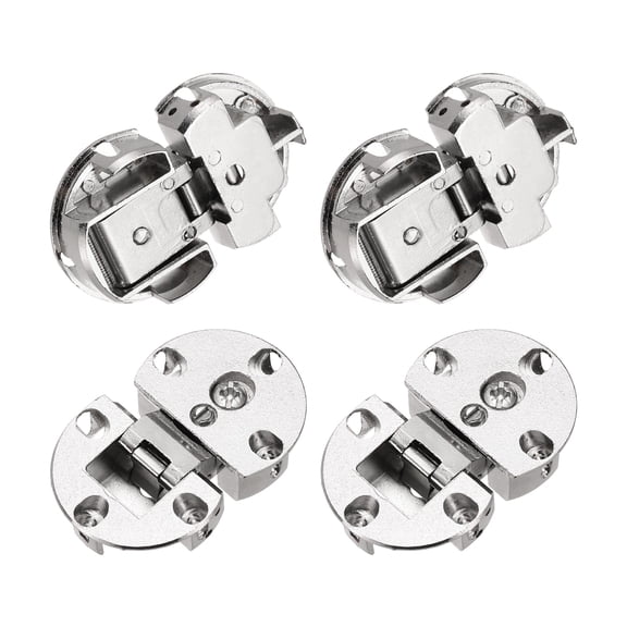 Uxcell 4 Pack 90 Degree Hidden Flap Hinges, 2.28" x 1.46", Zinc Alloy Cabinet Door Concealed Hinge for Cabinet Door Folding Computer Desk, Silver
