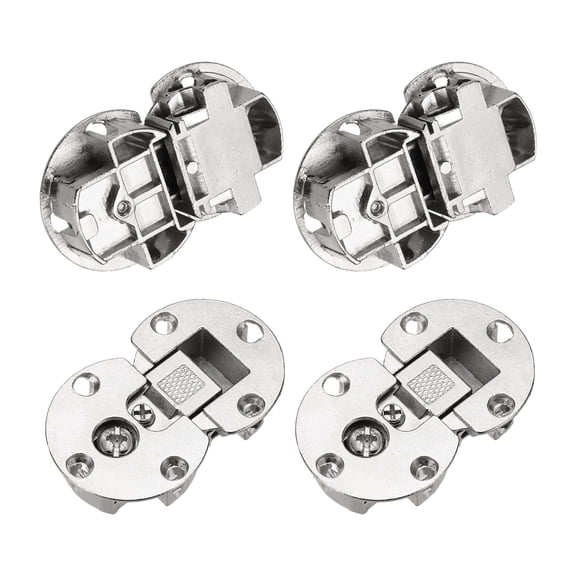 Uxcell 4 Pack 90 Degree Hidden Flap Hinges, 2.6" x 1.54", Zinc Alloy Cabinet Door Concealed Hinge for Cabinet Door Folding Computer Desk, Silver