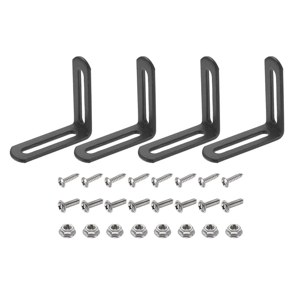 Uxcell 4 Pack Adjustable L-Shape Corner Brace, 2.28"x0.75"x2.28" Gray, Iron Right Angle Corner Brace Brackets, Metal Slotted L-Shaped Bracket with 2 Slots Holes for Fixing Wood Furniture
