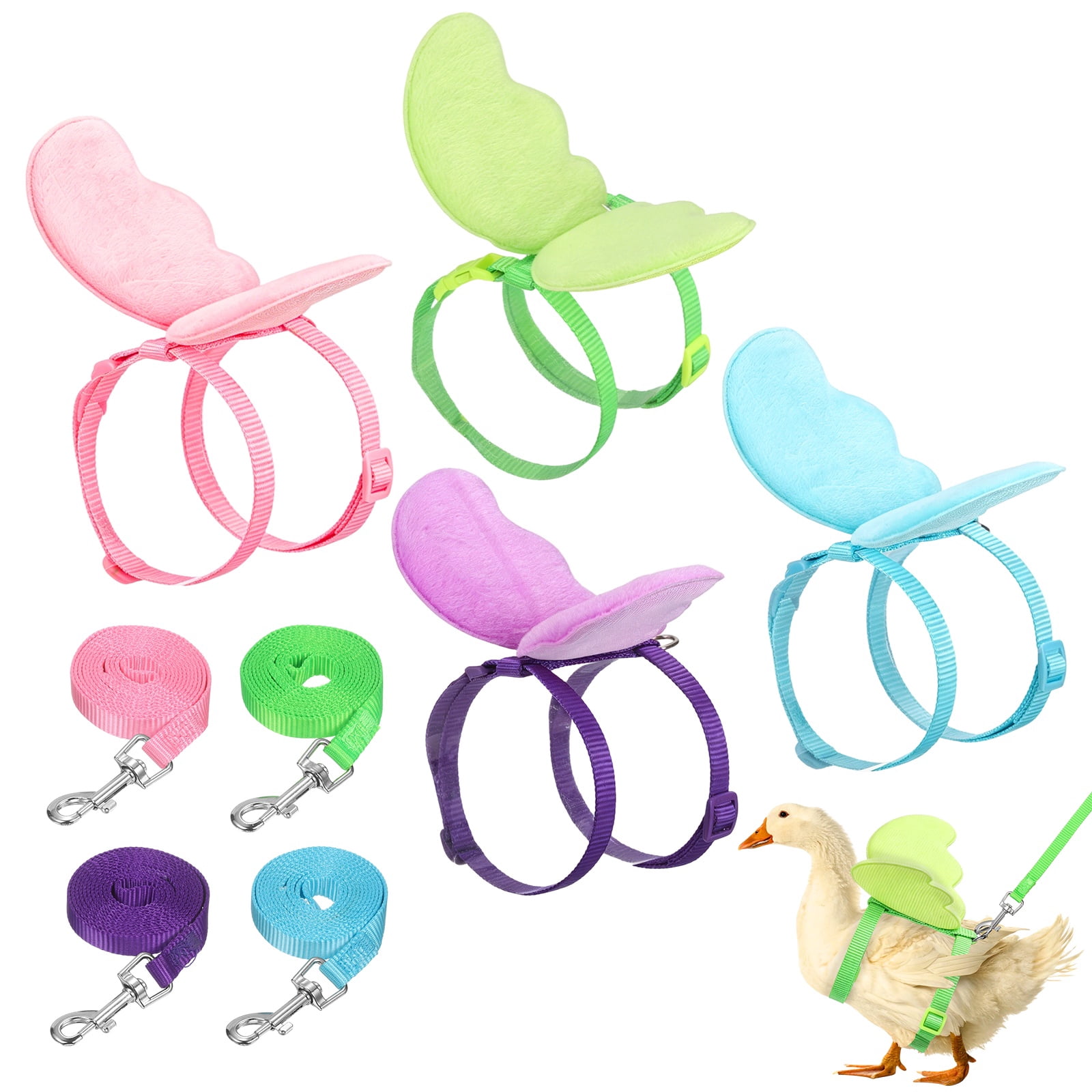 Uxcell 4-Pack Adjustable Pet Harnesses and Leashes, Nylon Outdoor Training Traction Rope for Dogs [Green/Blue/Purple/Pink, Size M]