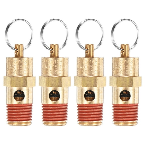 Uxcell 4-Pack Air Compressor Pressure Release Safety Valve, 1/4" NPT Male 150 PSI Brass Threaded Automatic Air Vent Valve