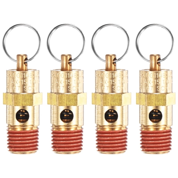 Uxcell 4-Pack Air Compressor Pressure Release Safety Valve, 1/4" NPT Male 175 PSI Brass Threaded Automatic Air Vent Valve