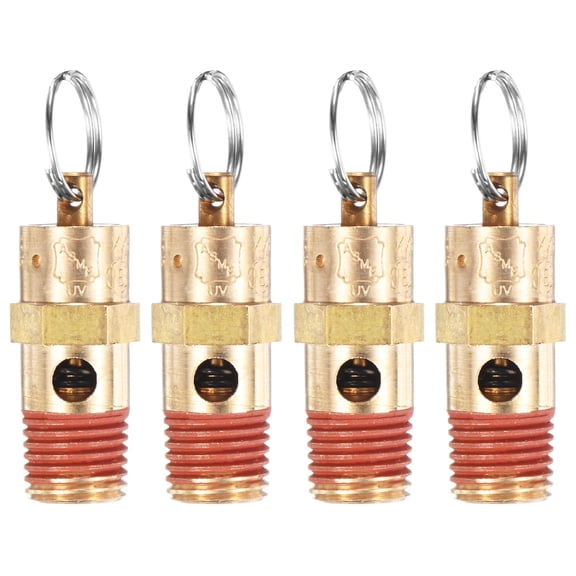 Uxcell 4-Pack Air Compressor Pressure Release Safety Valve, 1/4" NPT Male 200 PSI Brass Threaded Automatic Air Vent Valve