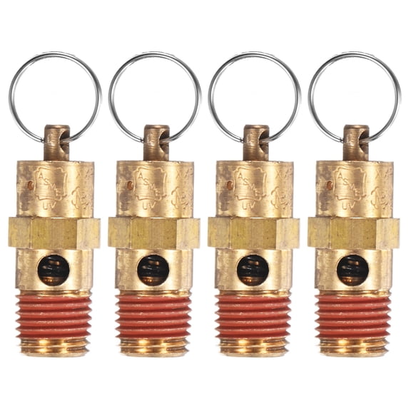Uxcell 4-Pack Air Compressor Pressure Release Safety Valve, 1/4" NPT Male 270 PSI Brass Threaded Automatic Air Vent Valve