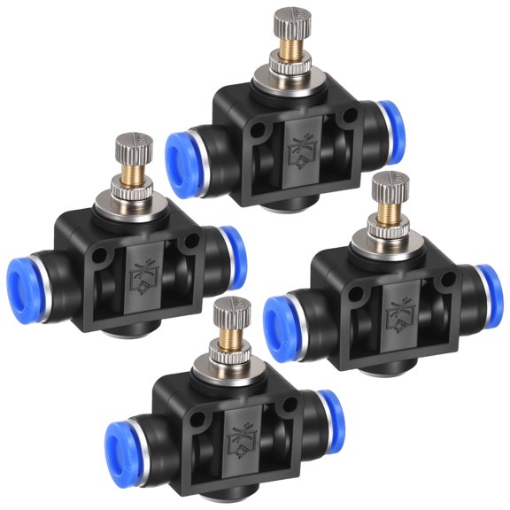 Uxcell 4-Pack Air Flow Control Valve with Push-to-Connect Fitting, 8mm(5/16") OD Pneumatic Quick Speed Controller Union Straight