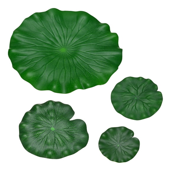 Uxcell 4-Pack Artificial Floating Foam Water Lily Pads Leaves, 4 Sizes Fake Lotus Flowers Water Lilies [Green]