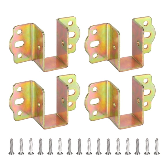 Uxcell 4 Pack Bed Rail Fittings, 1" (25mm) Heavy Duty Bed Hinge with Screw, Furniture Fixed Beds Hardware Accessories for Connecting to Wood, Wooden Beds Headboards, Metallic