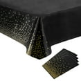 thumbnail image 1 of Uxcell 4 Pack Black Disposable Plastic Tablecloths 54 Inch x 108 Inch Gold Dots Table Covers for Wedding Parties, 1 of 7