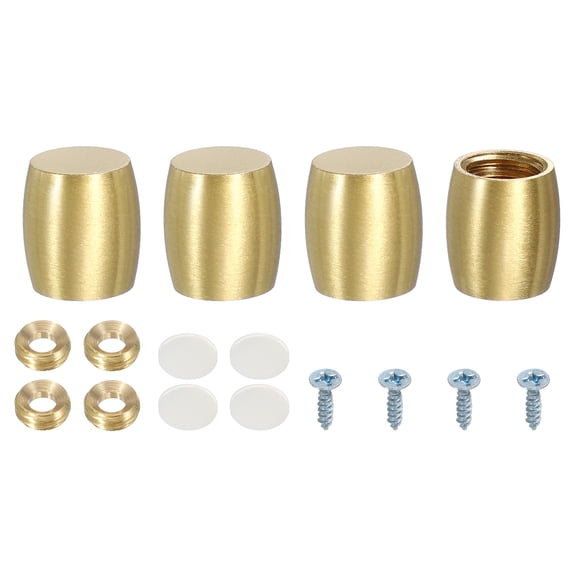Uxcell 4 Pack Brass Cutting Board Feet, 0.53" x 0.59" Non Slip Mini Cabinet Leg Feet with Screws and Washers for Wood Boards Box Display Tray Riser