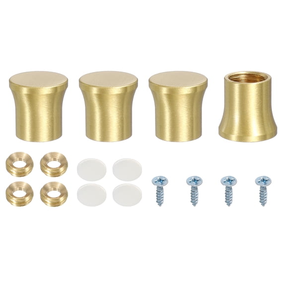 Uxcell 4 Pack Brass Cutting Board Feet, 0.59" x 0.59" Non Slip Mini Cabinet Leg Feet with Screws and Washers for Wood Boards Box Display Tray Riser