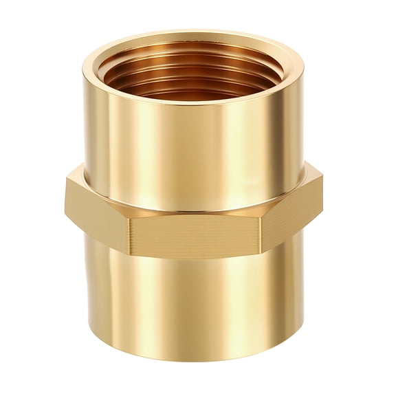Uxcell 4 Pack Brass Pipe Fittings, 3/4" FeMale NPT to 3/4" FeMale NPT Brass Coupling, Coupler Hex Head Connector for Air, Oil, LP