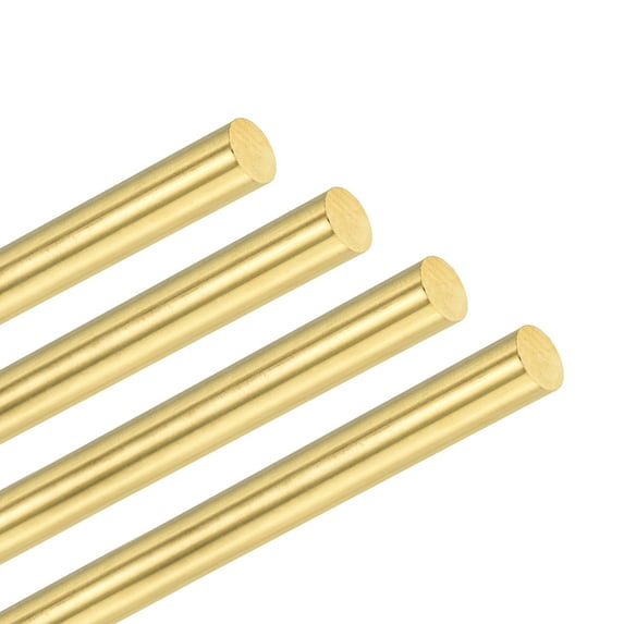 Uxcell 4-Pack Brass Rod, 5mmx200mm H59 Solid Brass Round Rods for Knife Handle Pins Material Knife Making Supplies