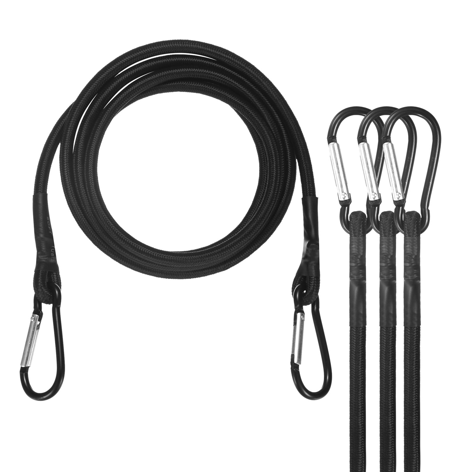 Uxcell 4-Pack Bungee Cords, 70.9 Inch High Elastic Canopy Tarp Tie Down Bungee Straps with Aluminium Hooks [Black]