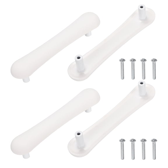 Uxcell 4 Pack Cabinet Knobs, 96mm Plastic Cute Dresser Pulls Cartoon Soft Rubber Drawer Handle Pulls with Screws for Bedroom Cupboard Closets Bookcase Kitchen, Strip, White