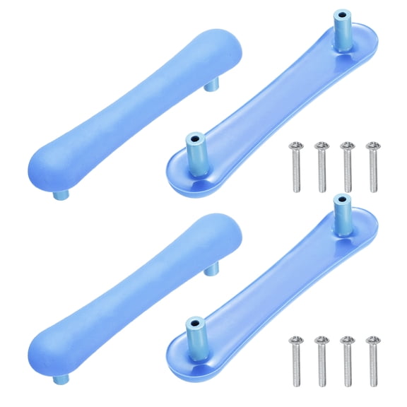 Uxcell 4 Pack Cabinet Knobs, 96mm Plastic Cute Dresser Pulls Cartoon Soft Rubber Drawer Handle Pulls with Screws for Bedroom Cupboard Closets Bookcase Kitchen, Strip, Teal