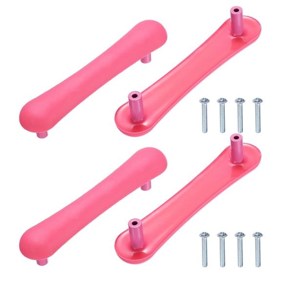 Uxcell 4 Pack Cabinet Knobs, 96mm Plastic Cute Dresser Pulls Cartoon Soft Rubber Drawer Handle Pulls with Screws for Bedroom Cupboard Closets Bookcase Kitchen, Strip, Pink