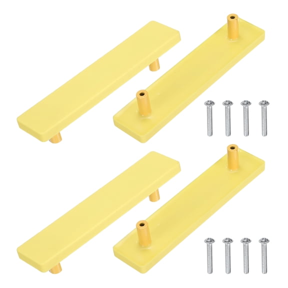 Uxcell 4 Pack Cabinet Knobs, 96mm Plastic Cute Dresser Pulls Cartoon Soft Rubber Drawer Handle Pulls with Screws for Bedroom Cupboard Closets Bookcase Kitchen, Rectangle, Yellow