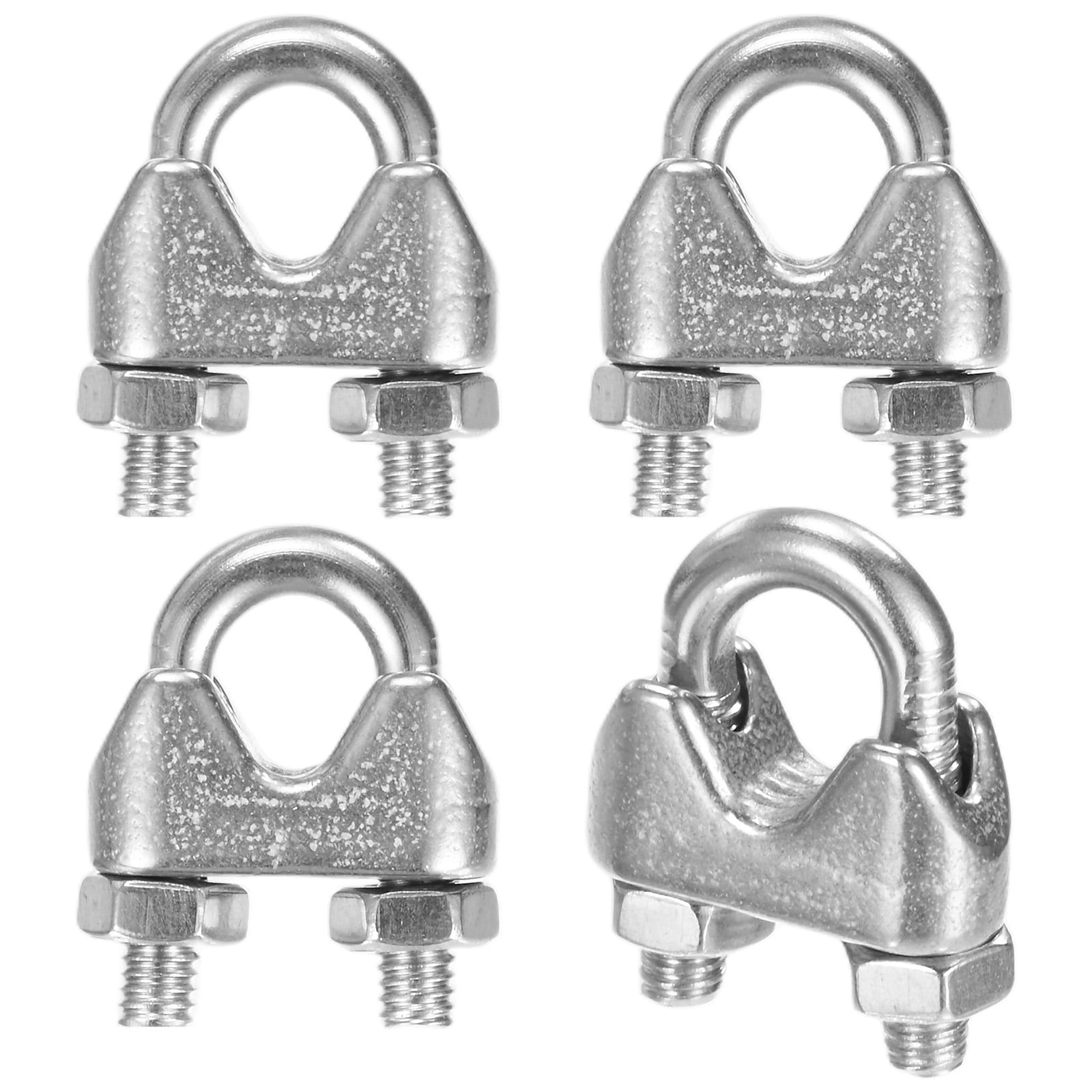 Uxcell 4-Pack Cable Clamps, M4 Stainless Steel Wire Rope Clip Thimble U ...
