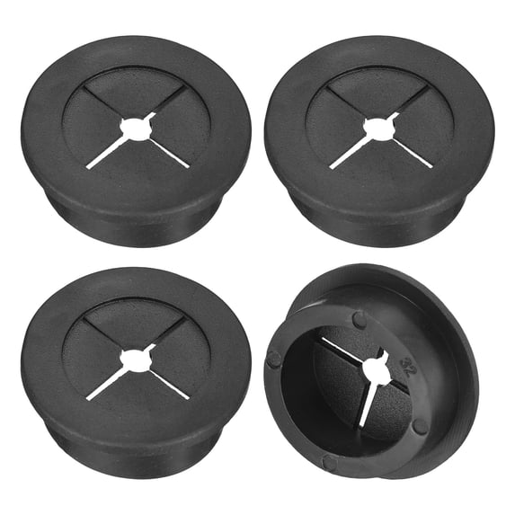 Uxcell Black Cable Cord Grommet 4 Pcs Desk Grommet Flexible Rubber Grommet for Desks Desktops Fit 1-1/4 inch