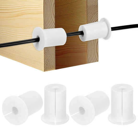 4-Pack Cable Routing Kit, for 1 Inch Wall Hole Silicone Feed Through Wall Grommet Cable Punch Grommet Wall Hole Cover Bushing for Ethernet Cable [38mm Length, White]