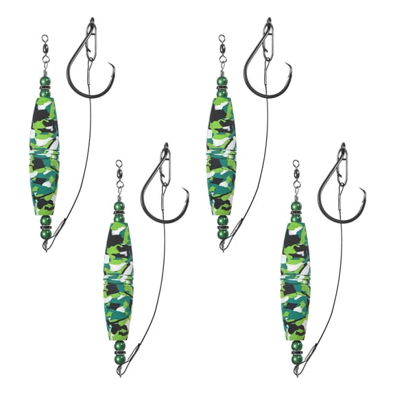 Uxcell 4-Pack Catfish Float Rigs, 3 Inch EVA Buoyancy Foam Fishing Bobbers Popping with Swivel and Hooks Floats Rattling Cork Catfish Gear [Green]