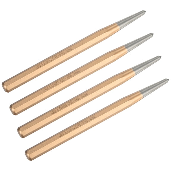 Uxcell 4-Pack Center Punch 4mm Shank Point, 10x100mm Alloy Steel Center Punch Tool