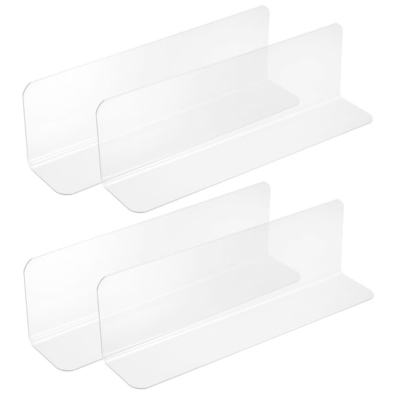 Uxcell 4 Pack Clear Shelf Dividers, 8"x2.4" Plastic L-Shaped Shelf Separator, Transparent Organizer Divider for Supermarket Store Commodity Classification