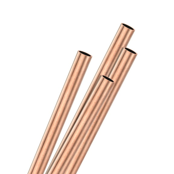 Uxcell 4-Pack Copper Round Tube, 5mm OD 0.5mm Thick 250mm Length Straight Pipe Tubing for Construction/Machining/DIY Crafting, Metal Straight Pipe