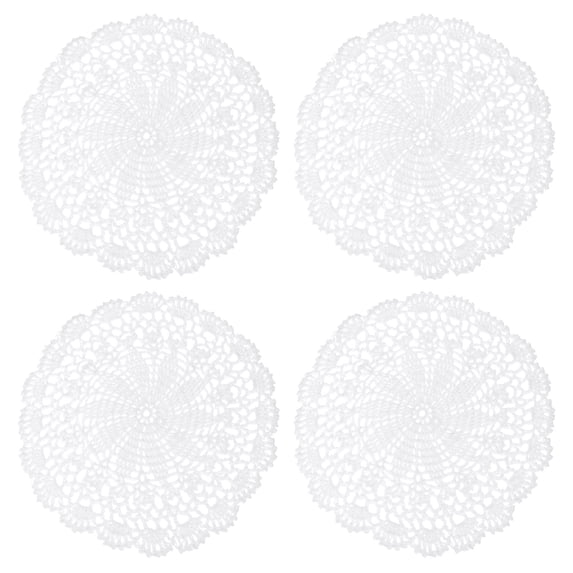 Uxcell 4 Pack Crochet Doilies, 10 Inch Handmade Crochet Table Placemats Round Lace Doilies Star Pattern Cotton Coaster for Wedding Party Decoration, White